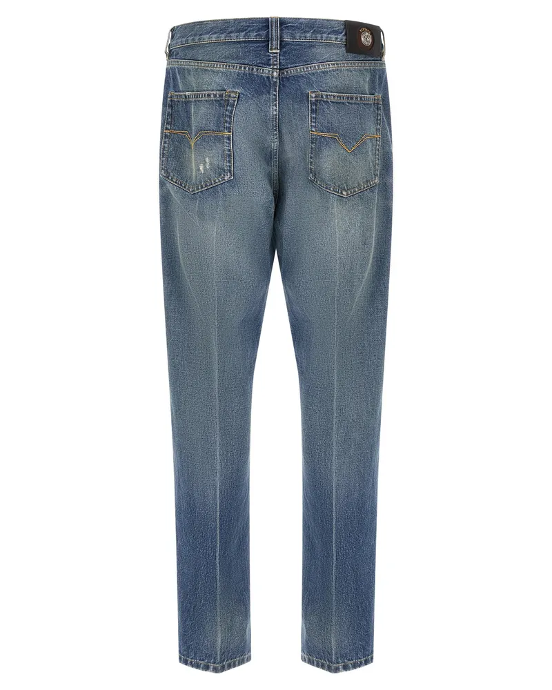 Versace Stone-Washed Distressed Jeans — Blue Blue