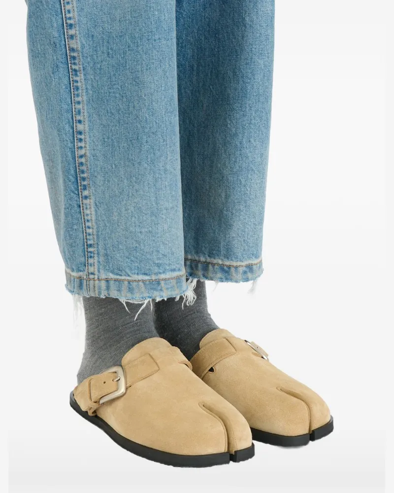 Maison Margiela Suede Buckle Slipper — Beige Beige