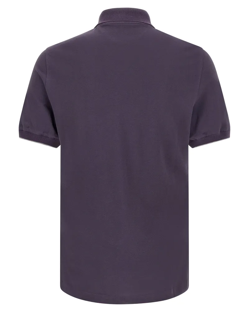 Brunello Cucinelli Logo-Embroidered Cotton Piqué Polo Shirt — Purple Purple