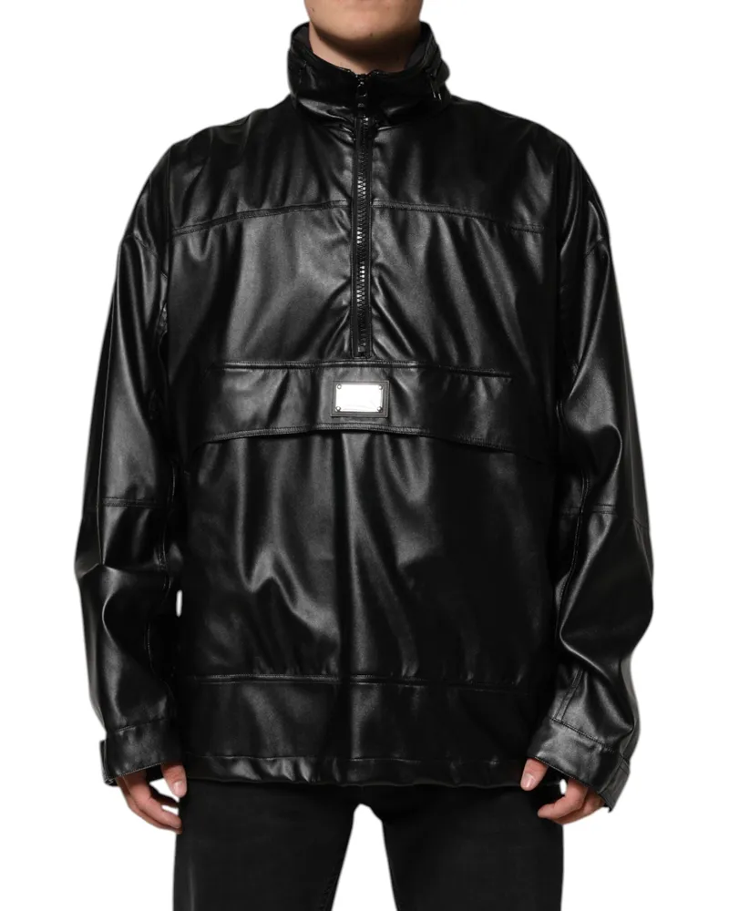 Dolce & Gabbana Men's Black Polyester Logo Plaque Bomber Jacket Clothing Black