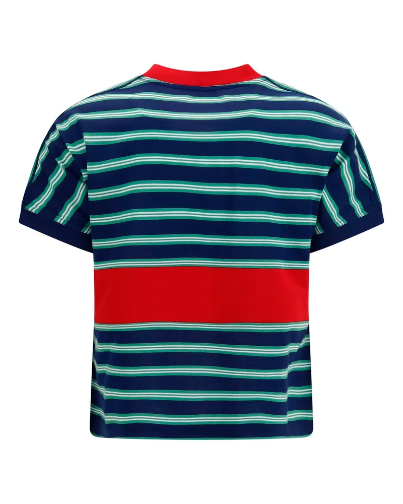 Versace Women's T-Shirt Striped Cotton Ink-Grass Green-White T-Shirts & Jerseys Ink/grass Green/white Navy
