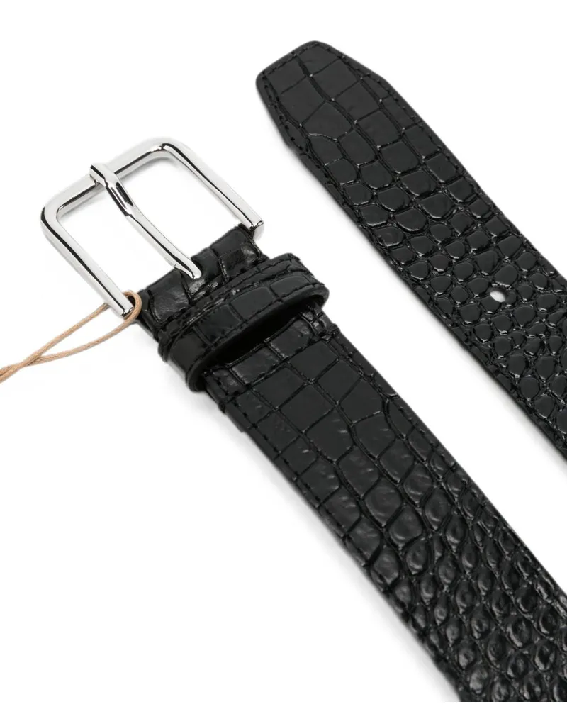 032c Croc-Effect Leather Belt — Black Black