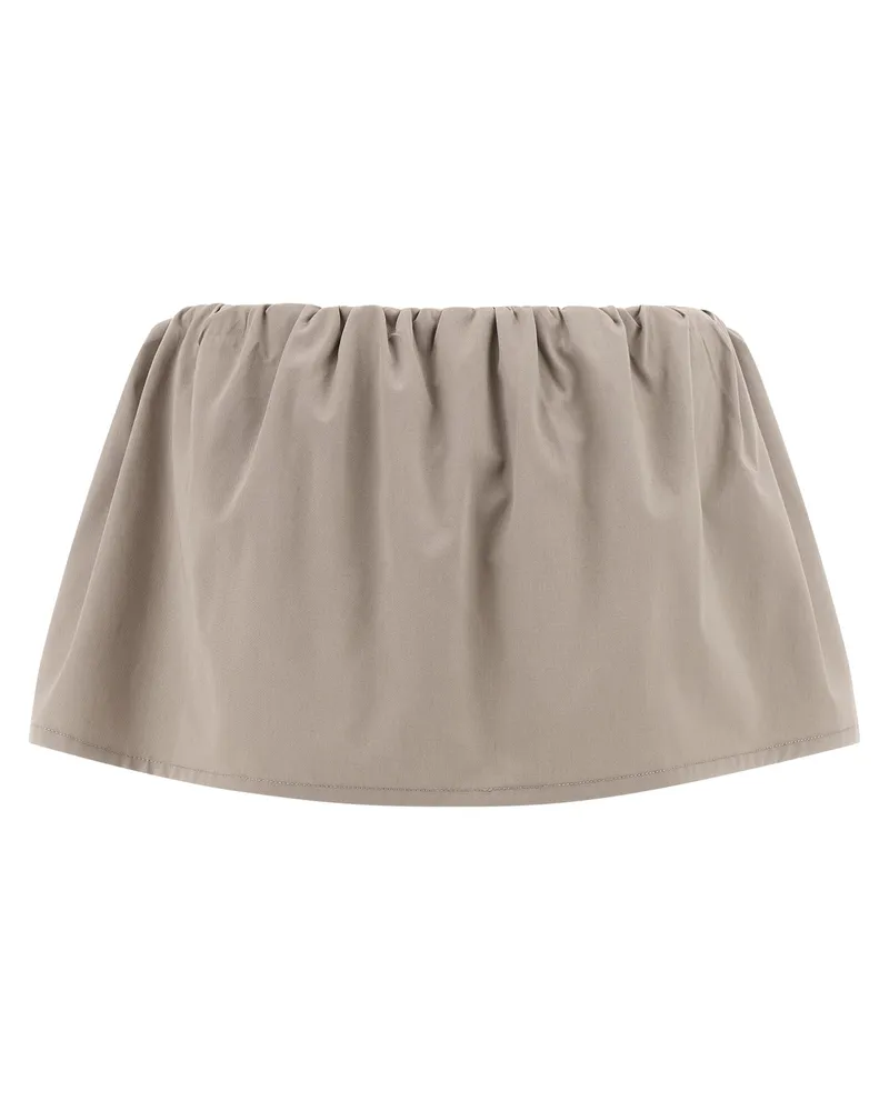 Miu Miu Cotton Twill with Contrast Inserts Skirt — Gray Gray