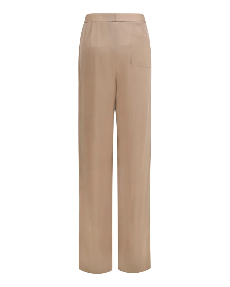 Tom Ford Women's Straight Silk Pants Desert Taupe Trousers Beige