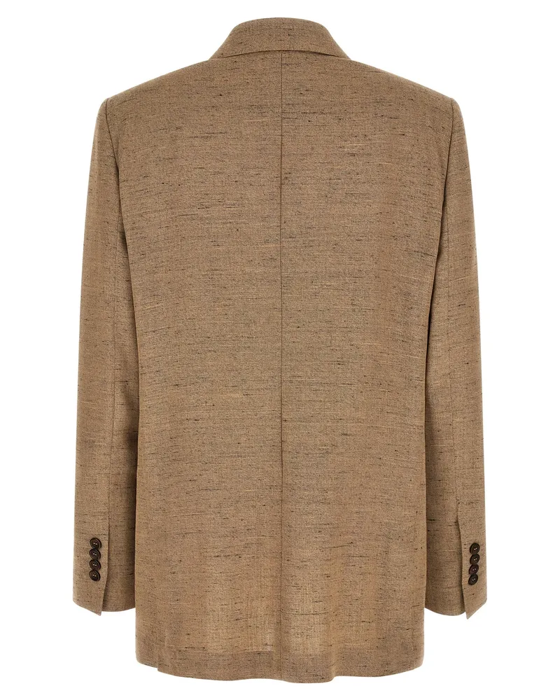 Dolce & Gabbana Double-Breasted Linen Tweed Blazer — Beige Beige