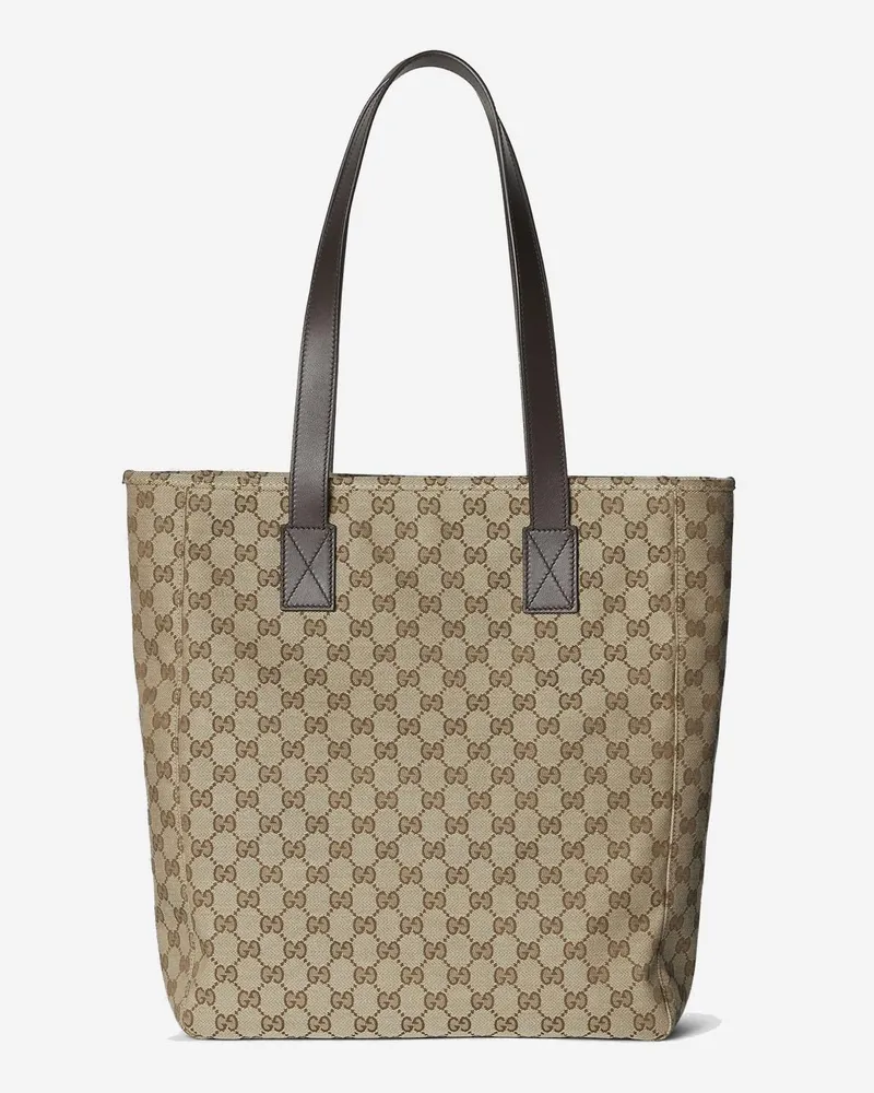 Gucci Men's Gg Fabric Shopping Bag Brown Polyester Shoulder Brown