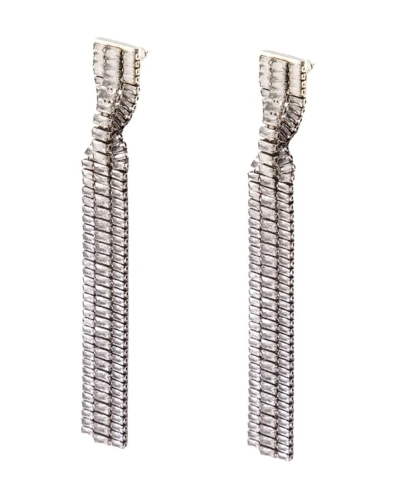 Isabel Marant Long Baguette-Cut Crystal Earrings — Silver Silver
