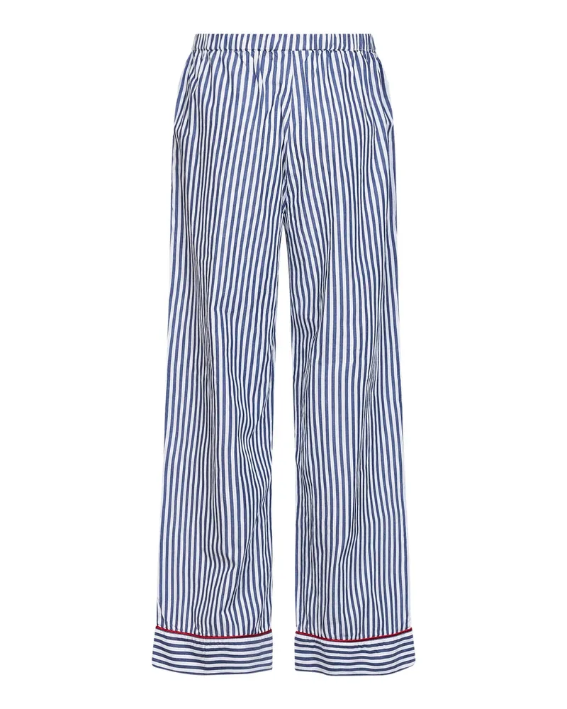 MC2 Saint Barth Women Trousers Galassia Blue Striped Cotton Blue