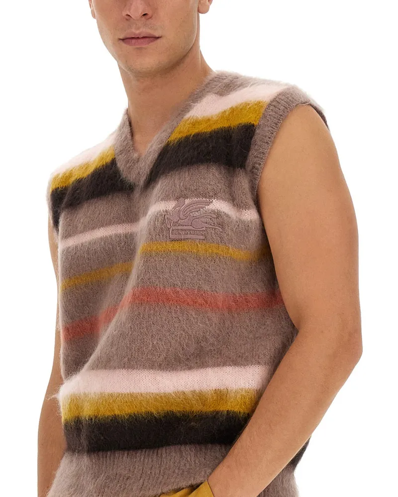 Etro Striped Mohair Vest — Multicolor Multicolor