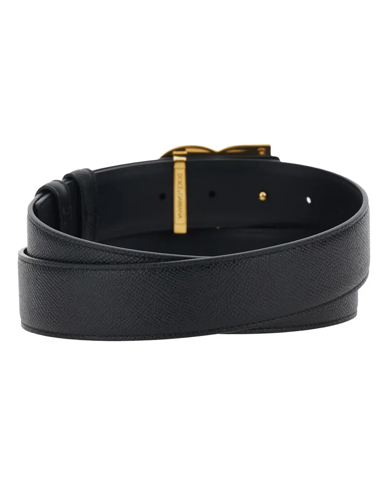 Dolce & Gabbana Men's Belt With Logo Buckle, Leather - Black Calf Black