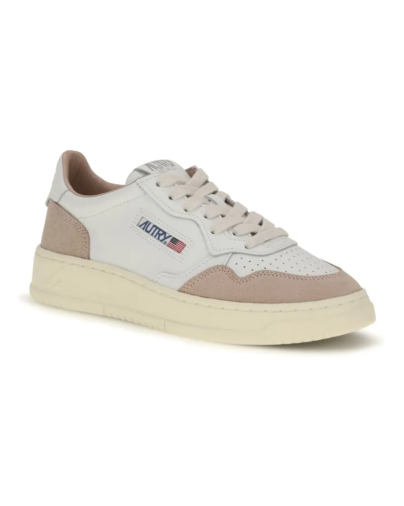 AUTRY Women's Medalist Low Leather Sneakers Wht-Phard Wht/phard Beige