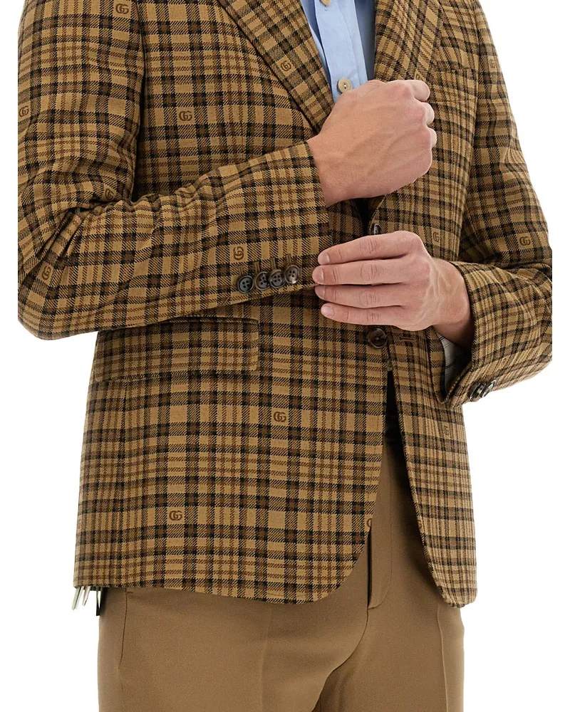 Gucci Double G Hardware Wool Jacket — Beige Beige