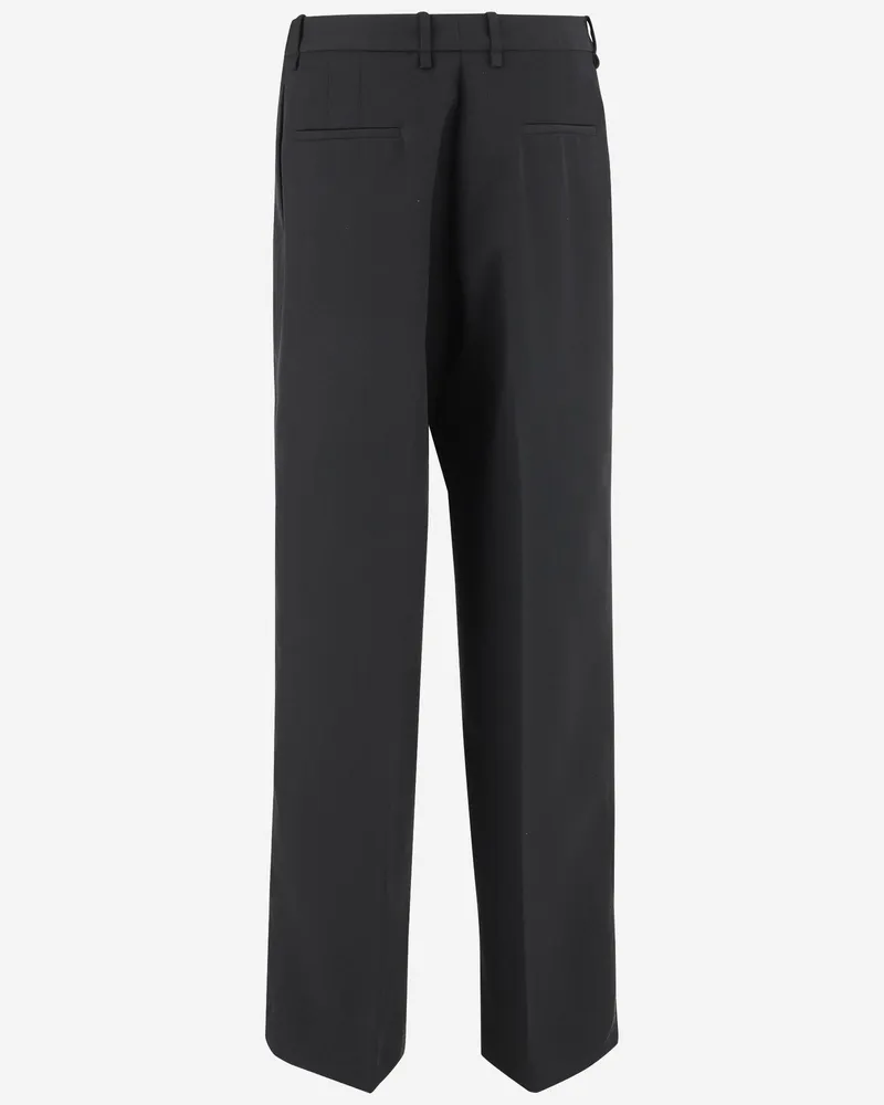 Jil Sander Women's Trousers Tailored Wool Gabardine Black Black