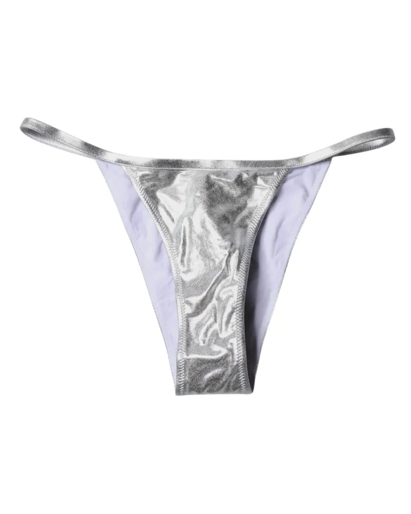 Dolce & Gabbana Women's Silver Polyester Beachwear Bikini Bottom Swimwear Elastane Clothing Silver