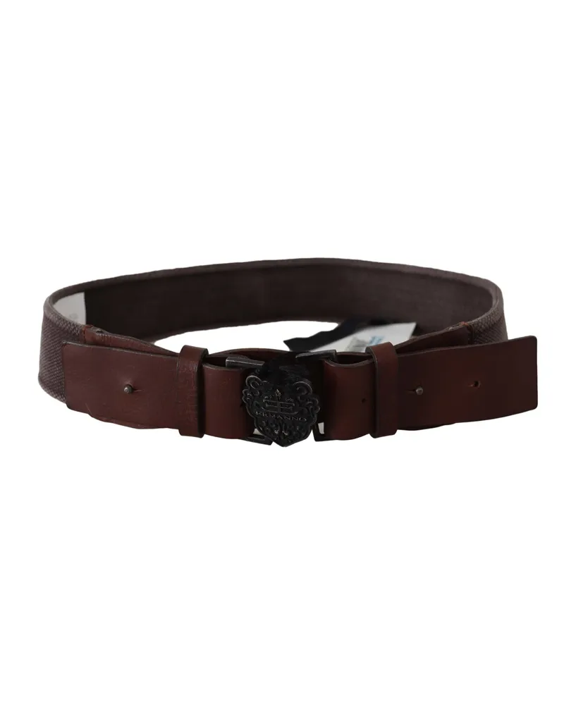 Ermanno Scervino Women's Dark Brown Leather Wide Buckle Waist Belt Brown