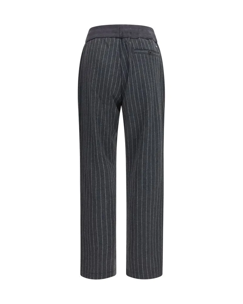 Herno Pinstripe Drawstring Trousers — Gray Gray