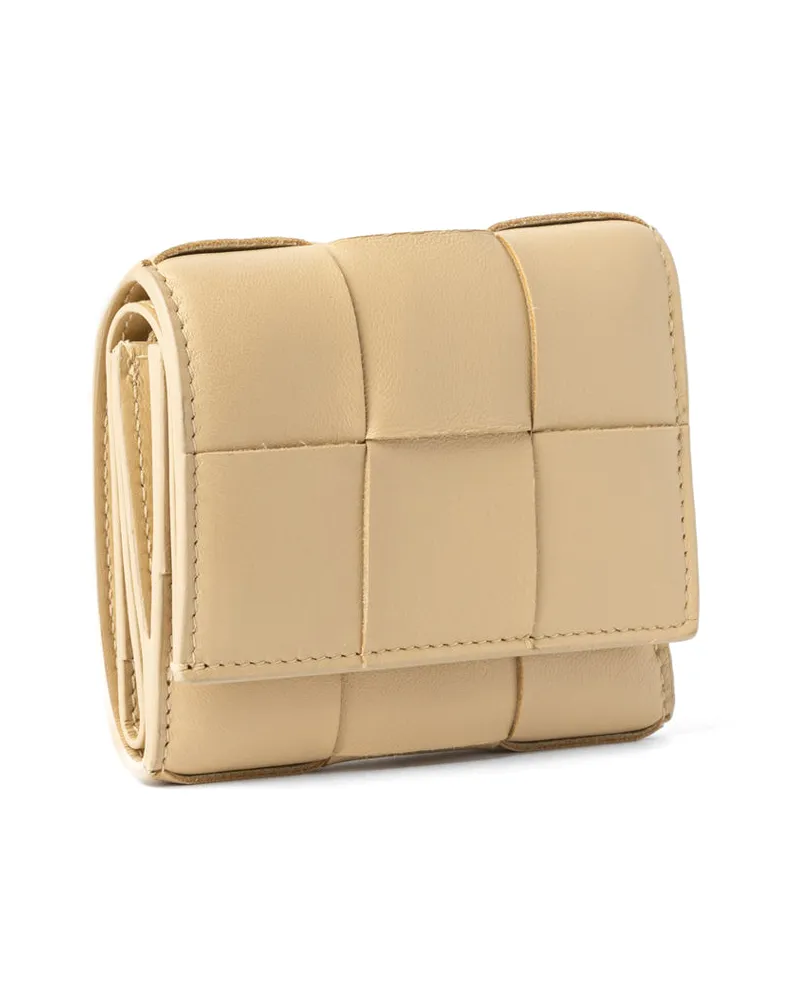 Bottega Veneta Quilted Leather Wallet — Beige Beige