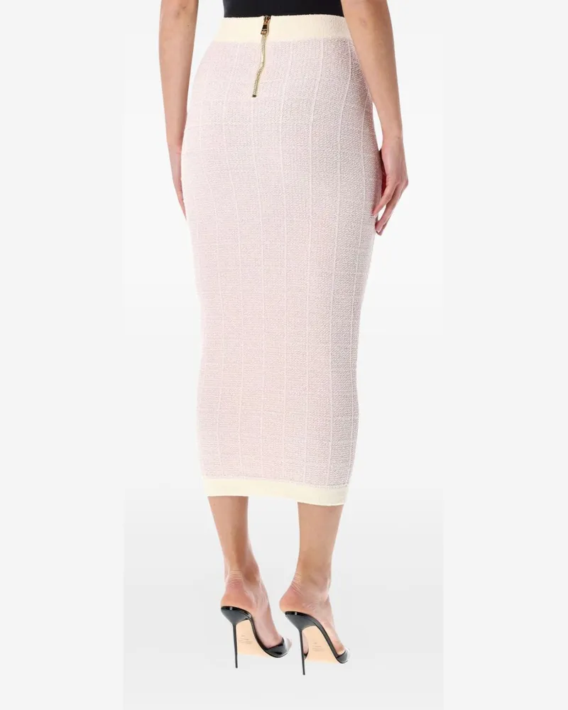 Balmain Tweed Midi Skirt — Pink Pink