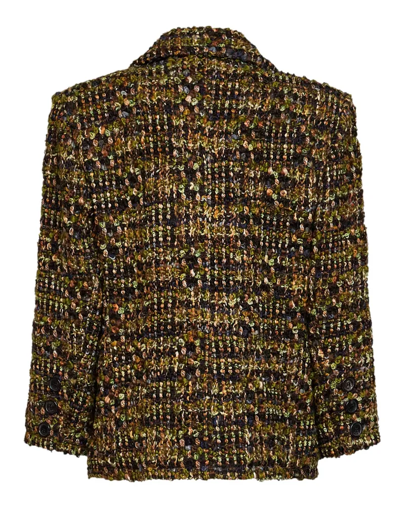 Saint Laurent Women's Jacket Khaki Wool Tweed Multicolour Gold