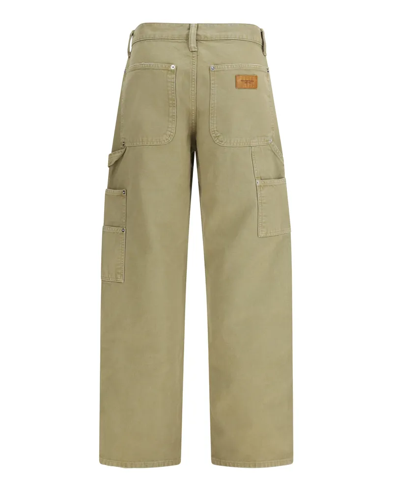 Alexander Wang Women's Zip Carpenter Pants Vintage Army Green Cotton Jean Green