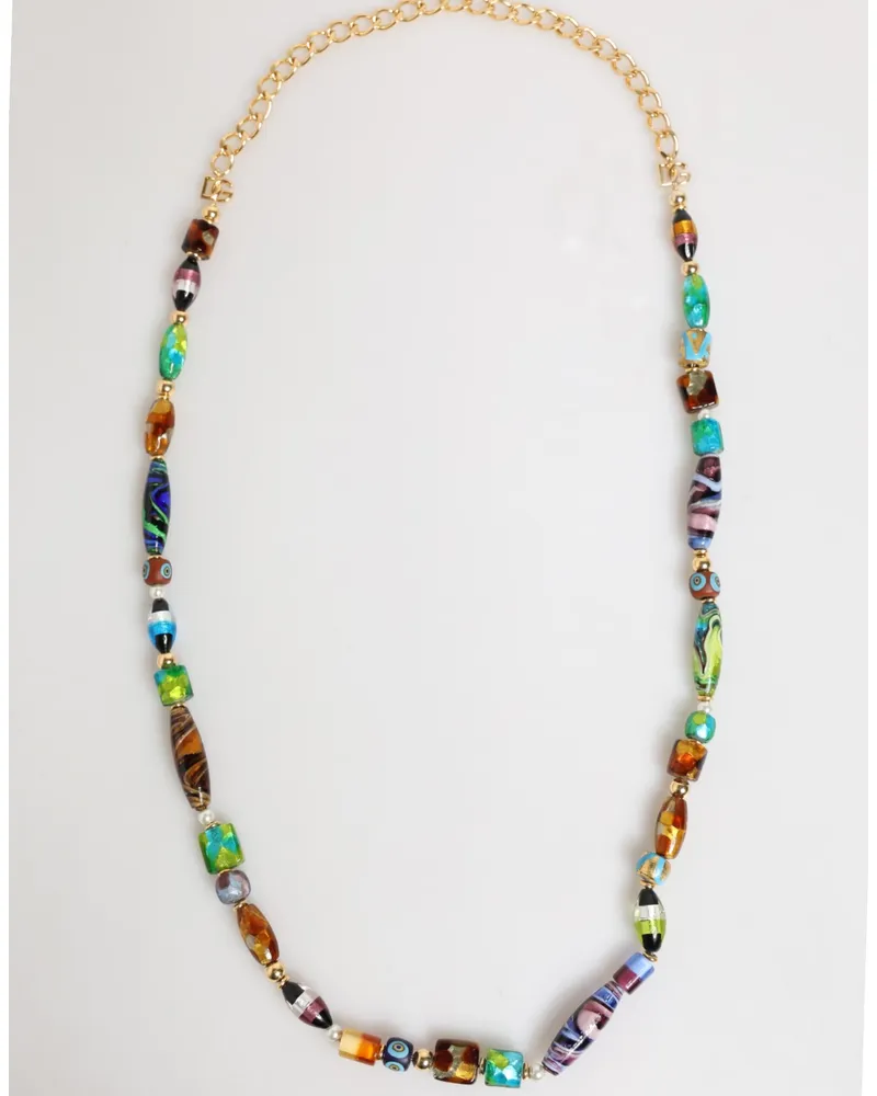 Dolce & Gabbana Multicolor Murano Glass Beads Brass Women Jewelry Necklace Zamak + Real Multicolor