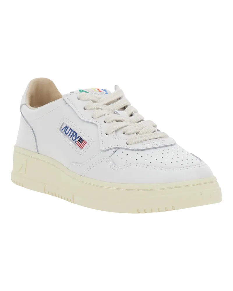 AUTRY Women's Leather Sneakers With Contrasting Heel White Trainers White