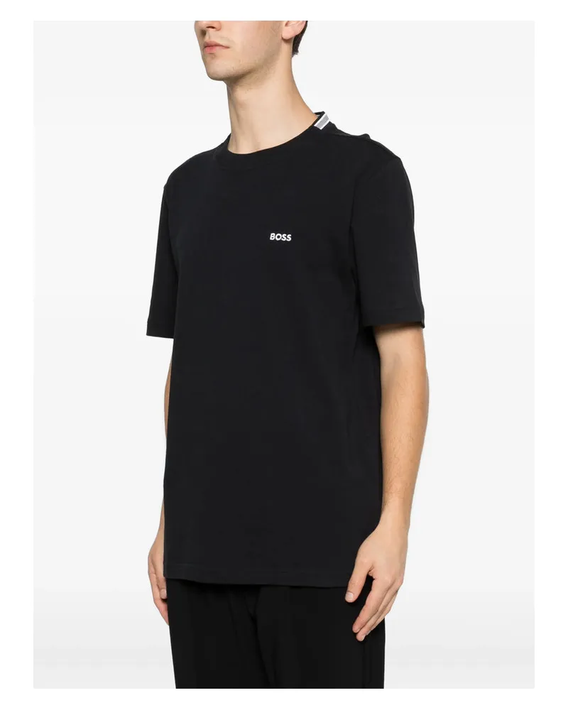 HUGO BOSS Logo-Embroidered Cotton T-Shirt — Black Black