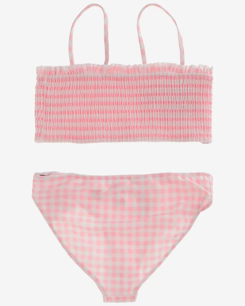 Ralph Lauren Girls' Swimsuit Check Pattern Pink Body: Recycled Nylon Swimsuits Sea Clothing Pink