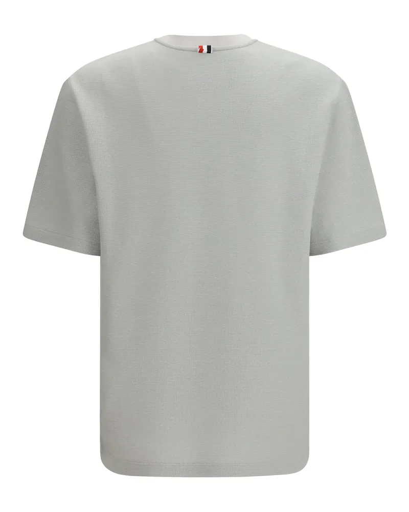 Thom Browne Men's Short-Sleeve Cotton-Linen T-Shirt Pale Grey T-Shirts And Polos Gray