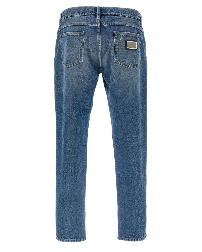 Dolce & Gabbana Men's Blue Cotton Straight-Leg Jeans Clothing Blue