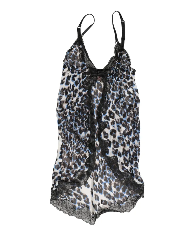 Roberto Cavalli Women's Multicolor Leopard Babydoll Chemise Underwear Silk Clothing Multicolor