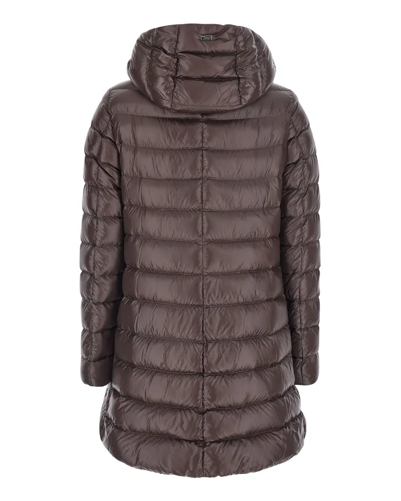 Herno Women's Down Jacket Tech Fabric Brown Puffer Brown