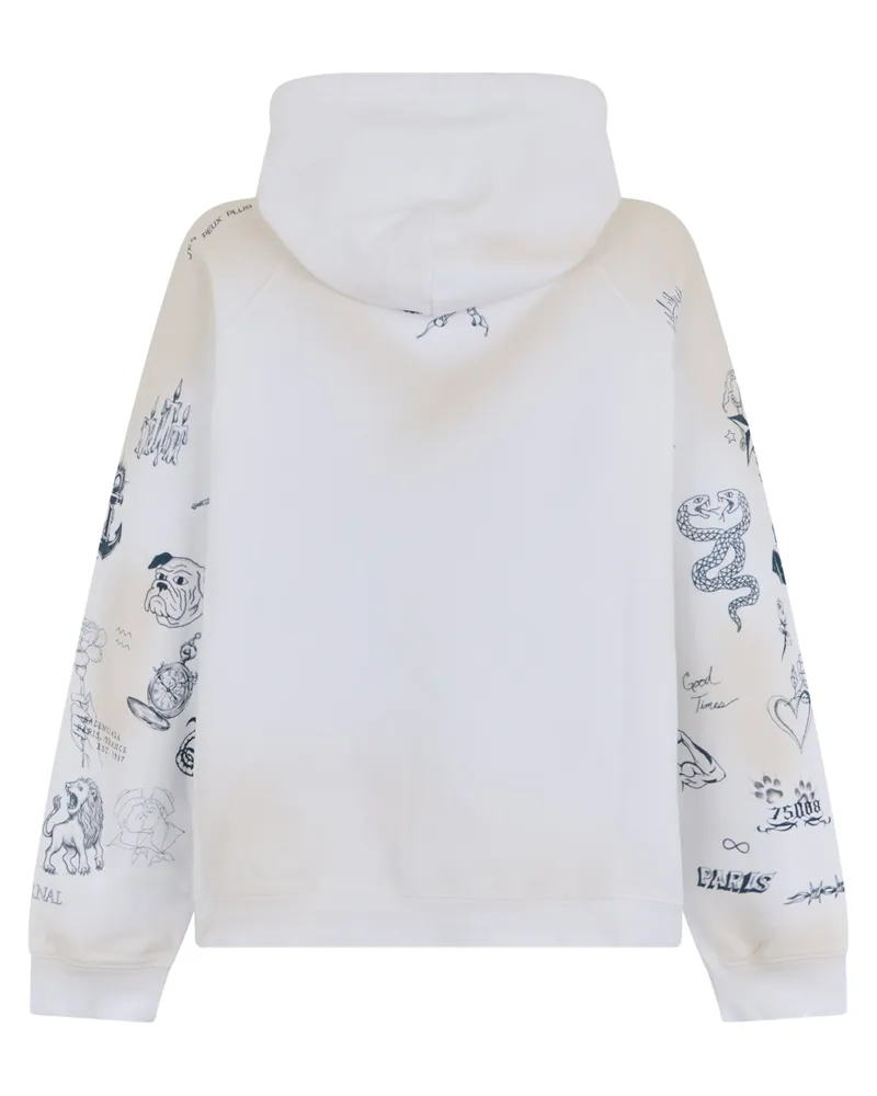 Balenciaga Men's Sweatshirt Hooded Zip White Cotton Top White
