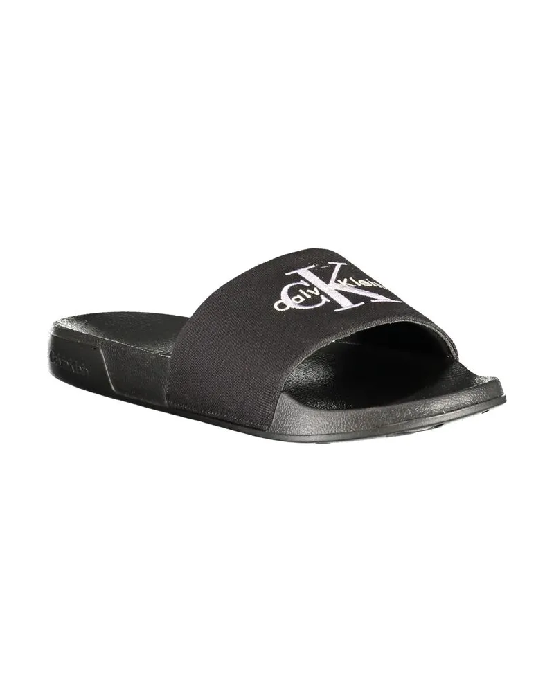 Calvin Klein Logo-Embroidered Polyurethane Slipper — Black Black