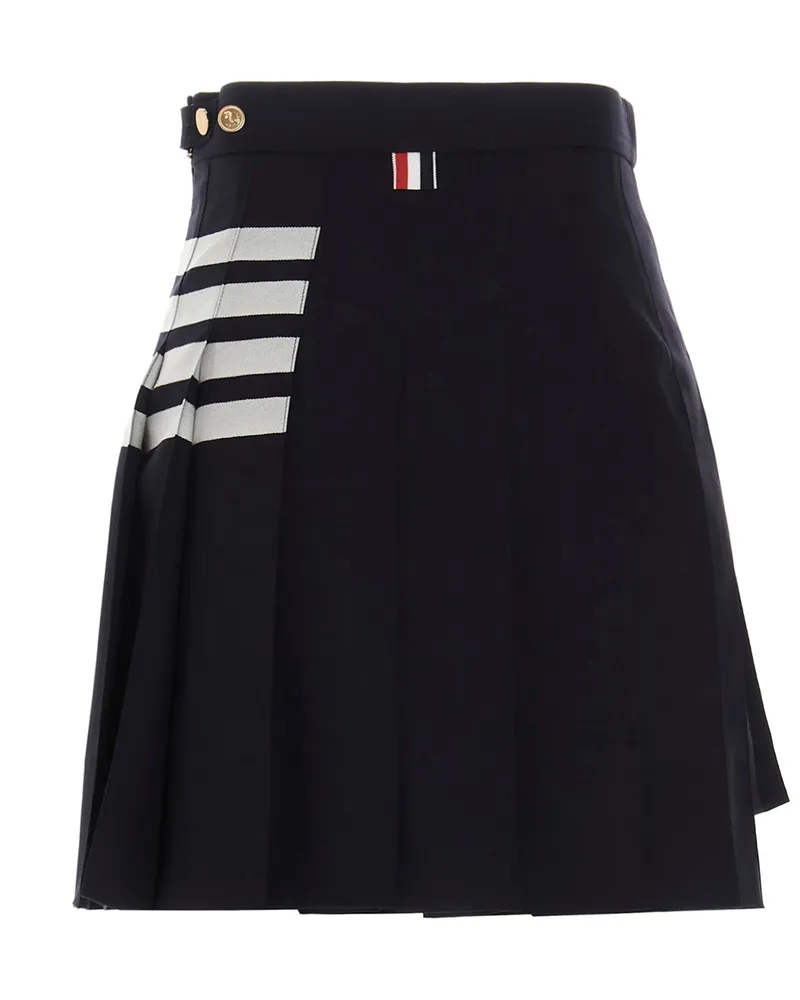 Thom Browne Women Blue Wool Long Skirt Blue