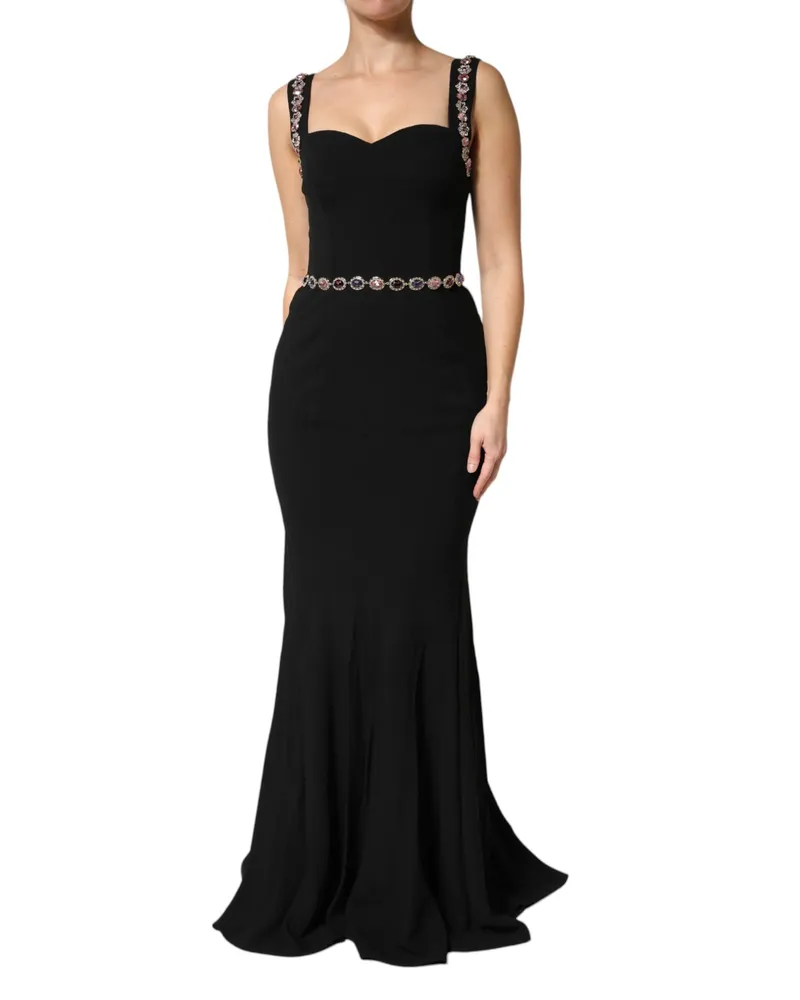 Dolce & Gabbana Women's Black Embellished Sheath Mermaidgown Dress 46+03+vi Black