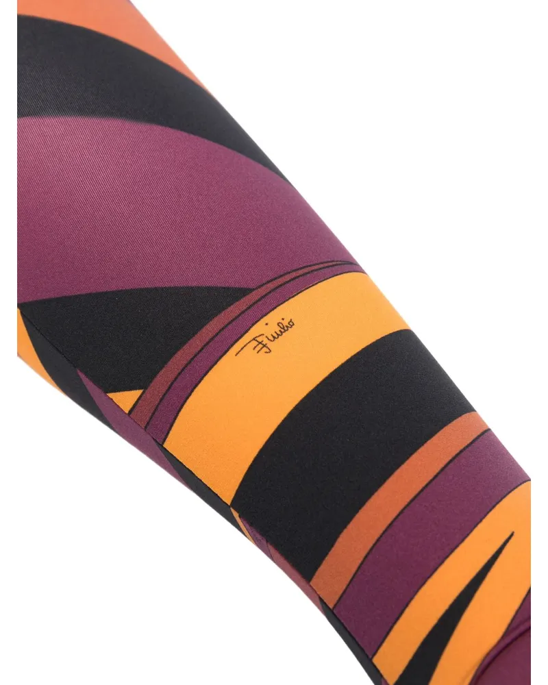 Emilio Pucci Striped Nylon Leggings — Burgundy Burgundy