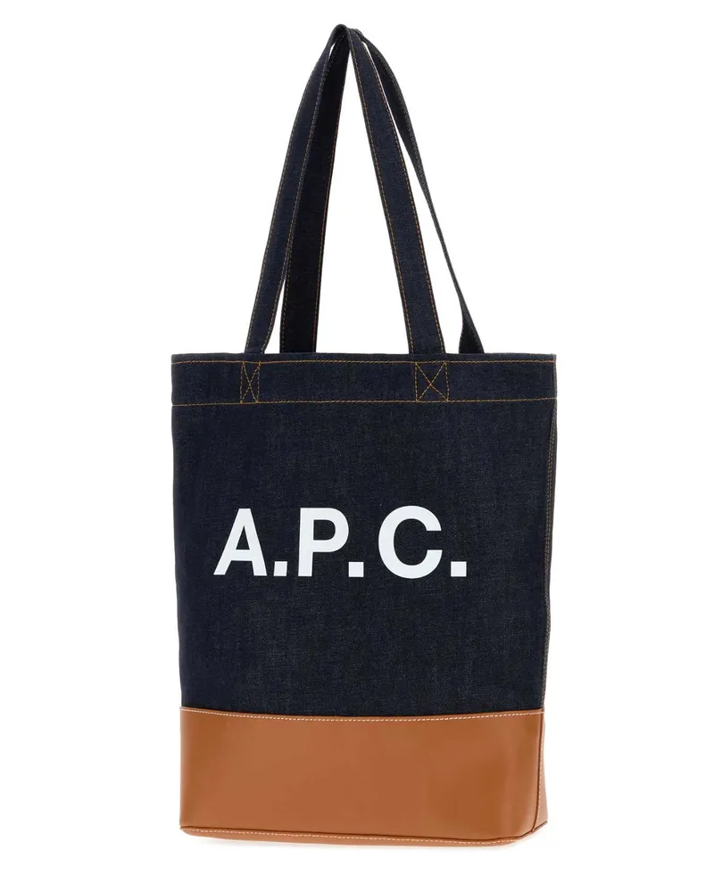 A.P.C. Men's Dark Blue Denim Cohlo Handbag Caramel Exterior: Fabric Borse A Mano Bag Navy