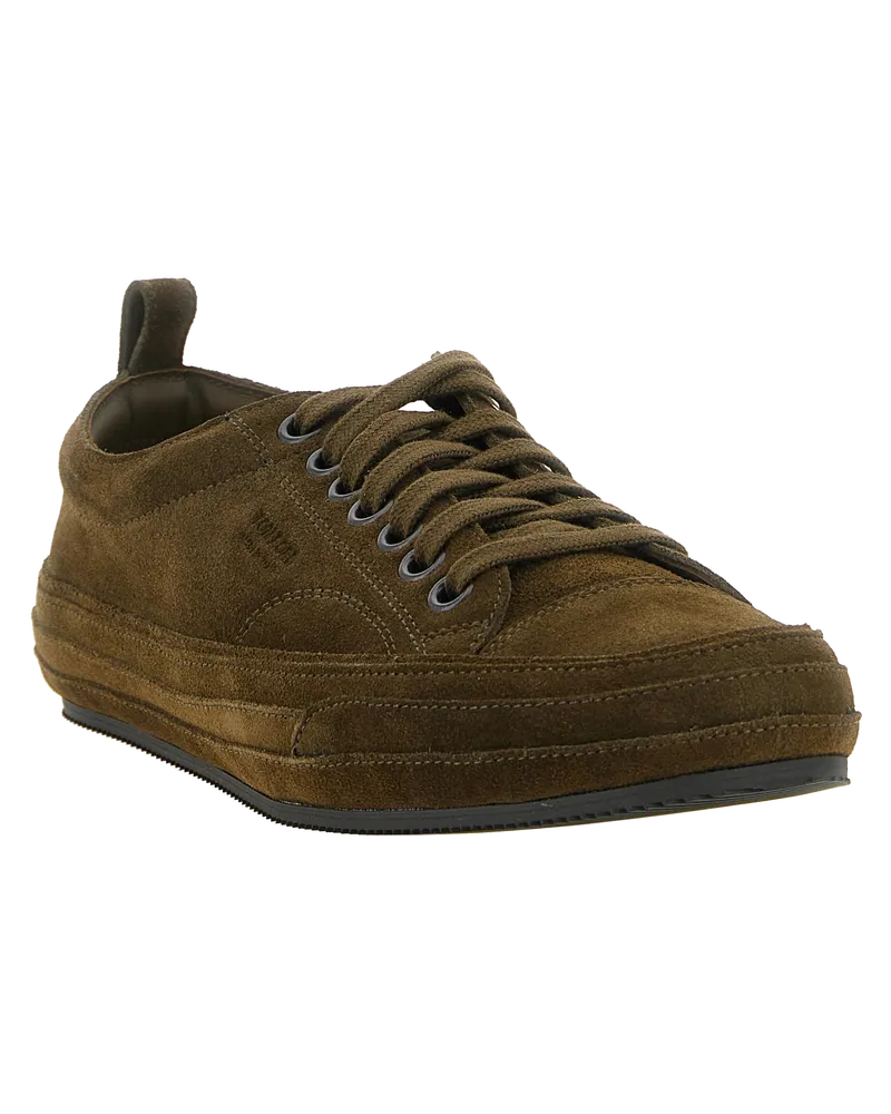 Tom Ford Men's Bicolor Leather Low Top Sneakers Green
