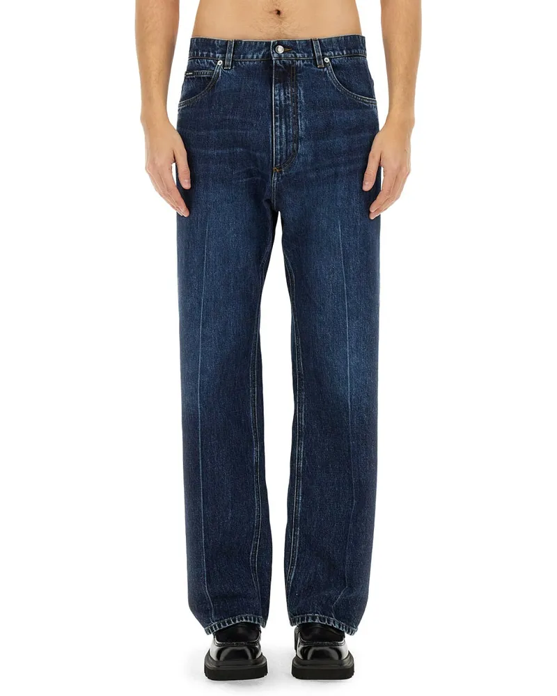 Dolce & Gabbana Oversize Cotton Jeans — Blue Blue