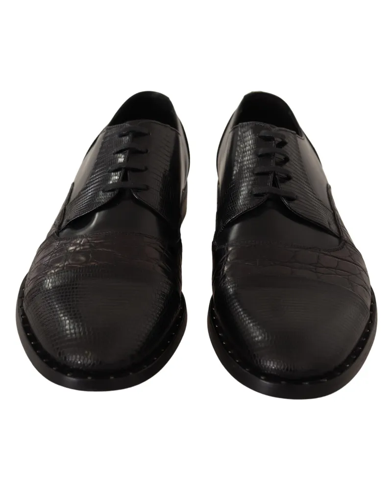 Dolce & Gabbana Men's Black Leather Exotic Skins Formal Shoes Calf Black