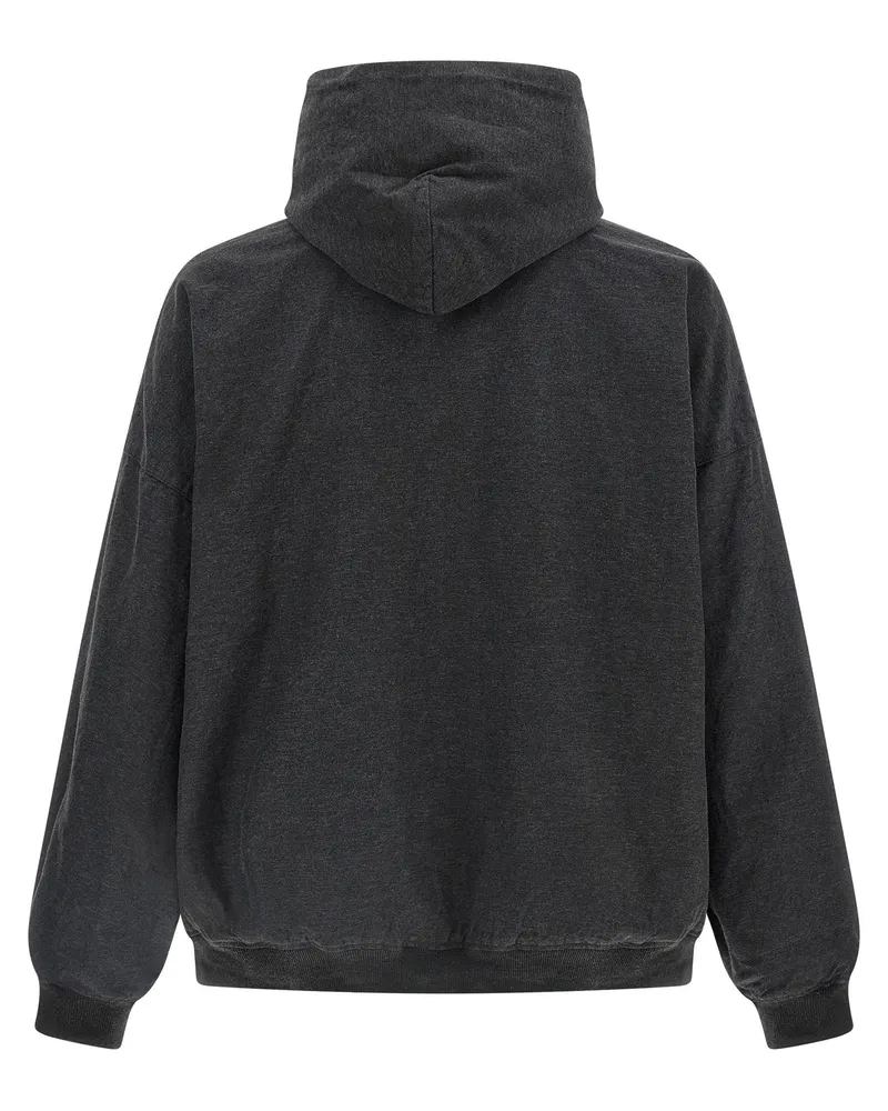 Balenciaga Trompe L'Œil Mélange Cotton Hoodie — Charcoal Charcoal