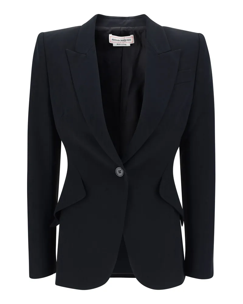 Alexander McQueen Peak Lapel Blazer — Black Black