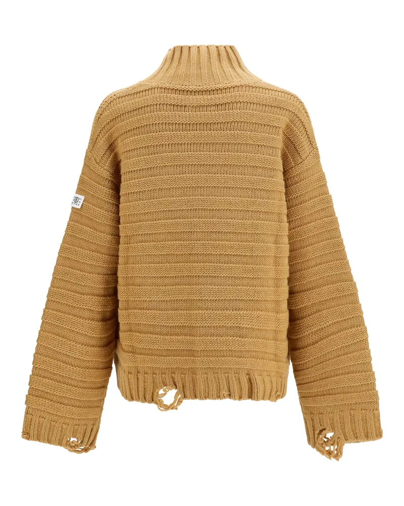 Maison Margiela Men's Turtleneck Sweater — Beige Wool Fleece (ovis Aries Beige