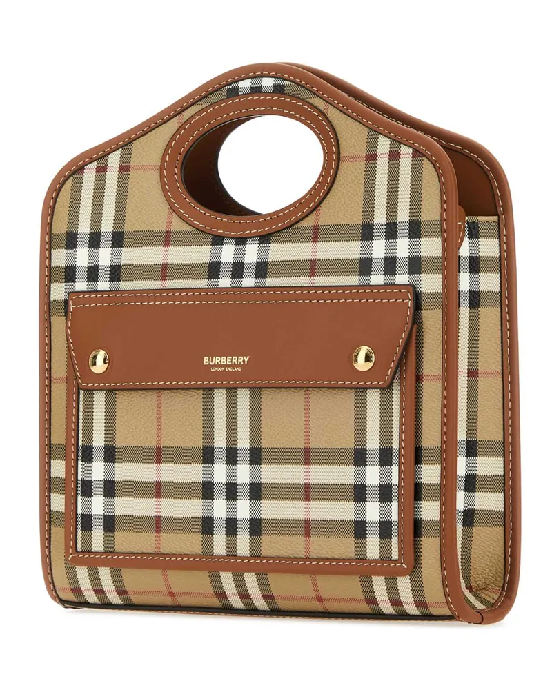 Burberry Women's Printed Canvas And Leather Mini Pocket Handbag Briarbrown Borse A Mano Brown