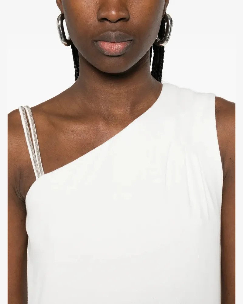 PANICALE Cashmere Women's One-Shoulder Midi Dress Ss26 W Cream