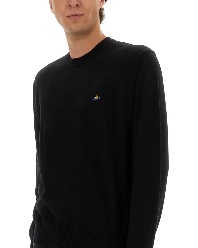 Vivienne Westwood Logo Cotton-Cashmere Blend Jumper — Black Black