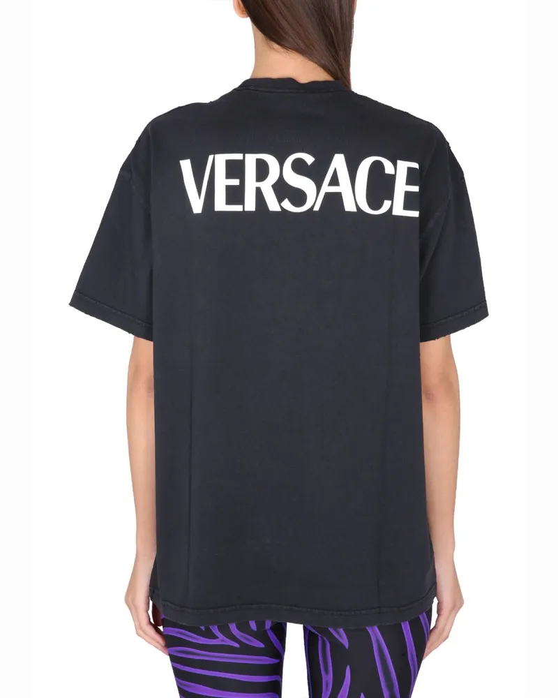 Versace Oversized Logo Print T-Shirt — Black Black