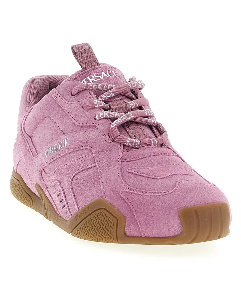 Versace Women's Multicolor Calfskin Athletic Sneakers Pink
