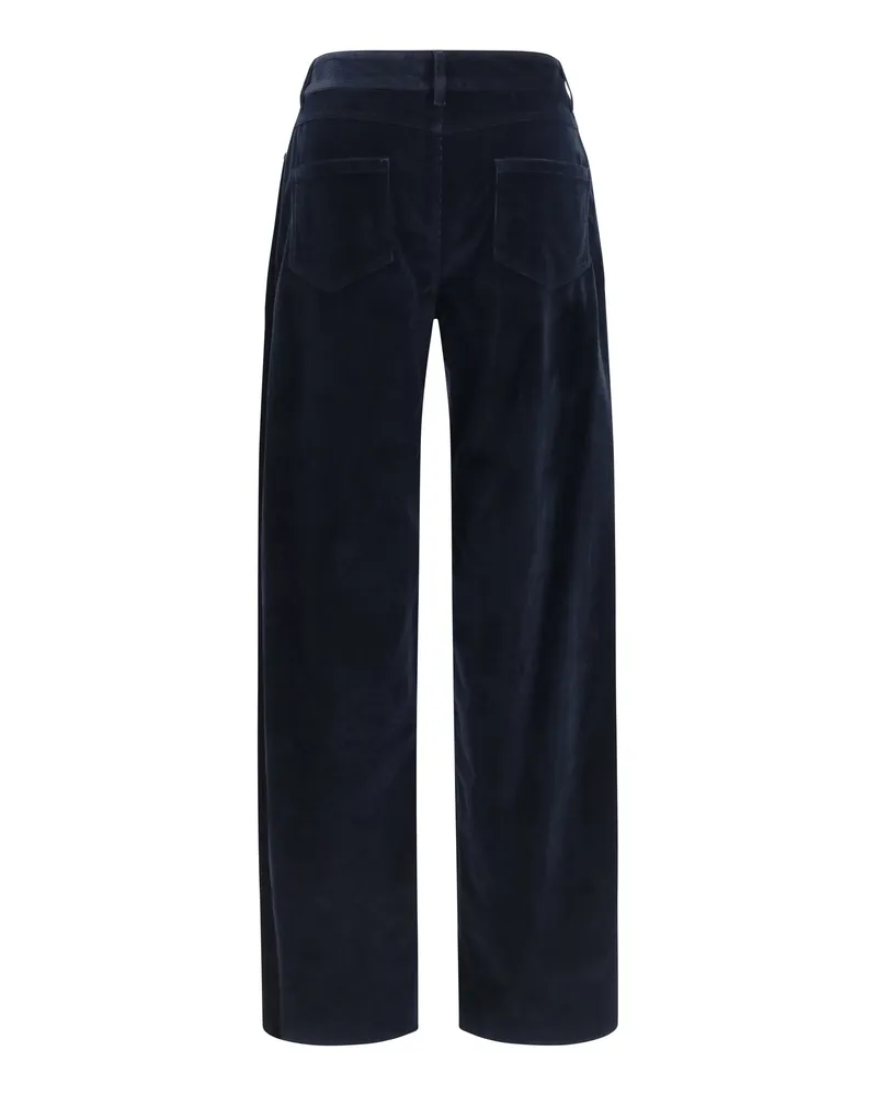 Max Mara Women's Corduroy Velvet Palazzo Pants Blu Cotton; Elastane Trousers Navy